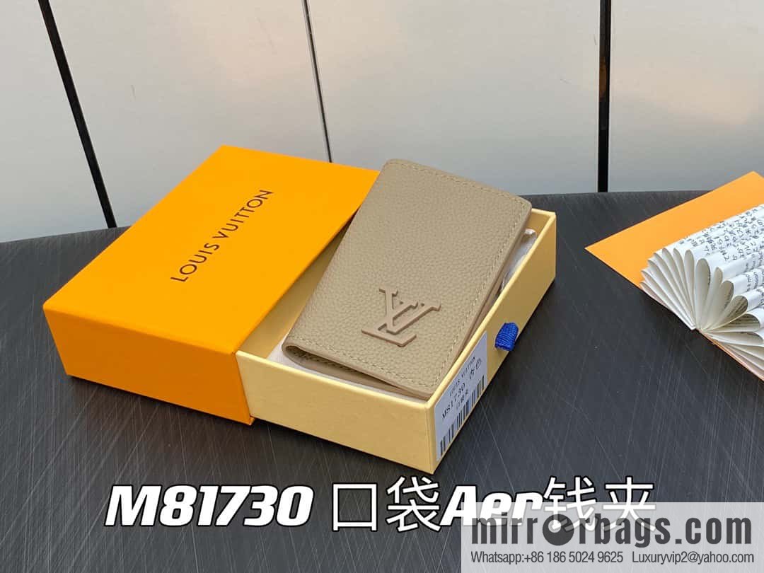 [Original order boutique] M81730 apricot, full leather card holder wallet series, pocket Aer wallet M81730 69979 New LV Aerogram pocket wallet