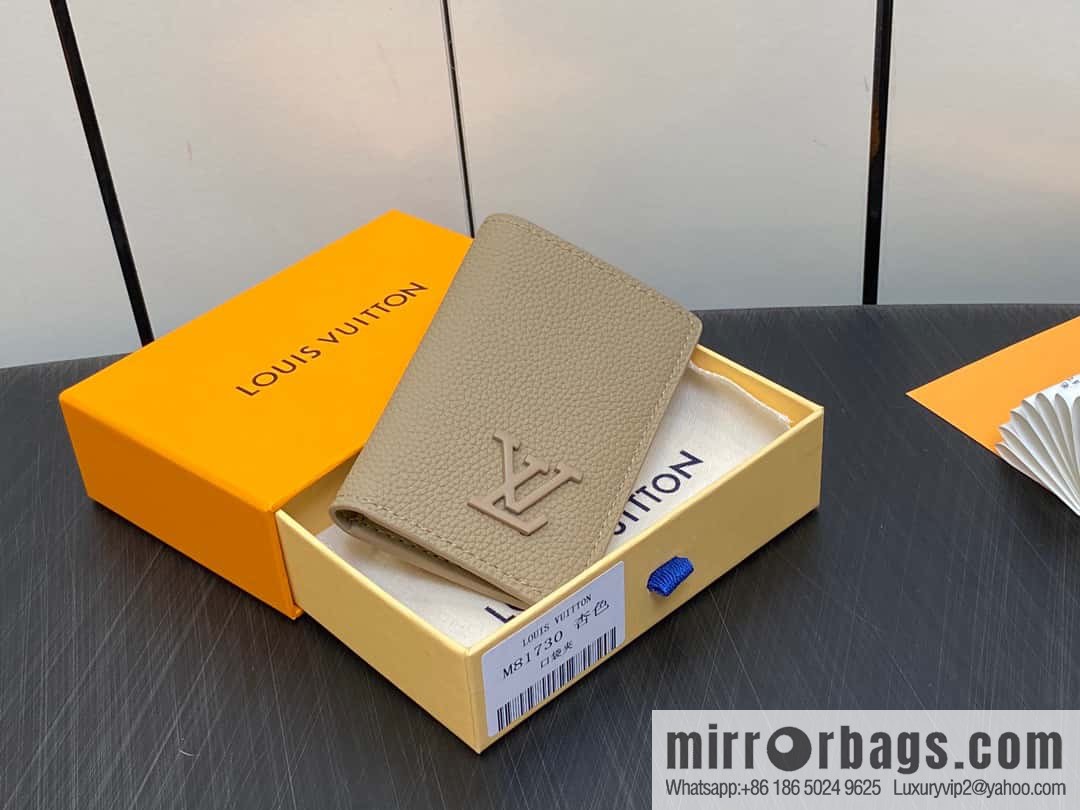 [Original order boutique] M81730 apricot, full leather card holder wallet series, pocket Aer wallet M81730 69979 New LV Aerogram pocket wallet