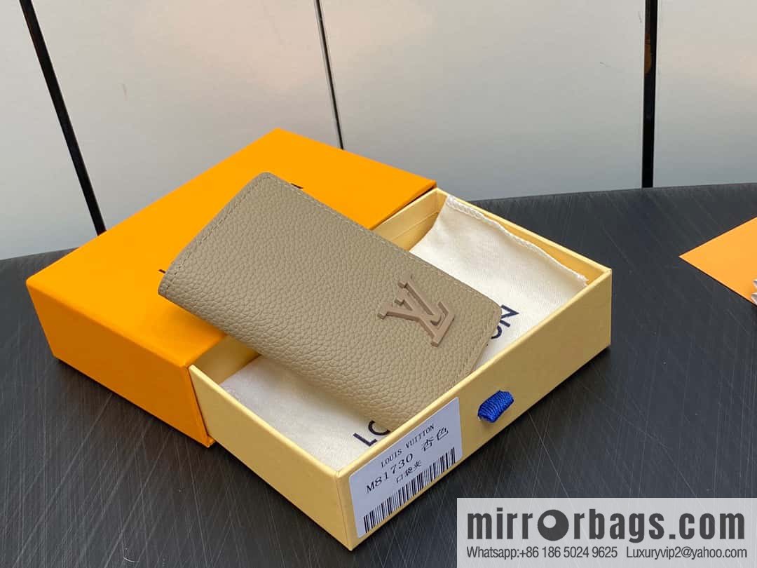 [Original order boutique] M81730 apricot, full leather card holder wallet series, pocket Aer wallet M81730 69979 New LV Aerogram pocket wallet