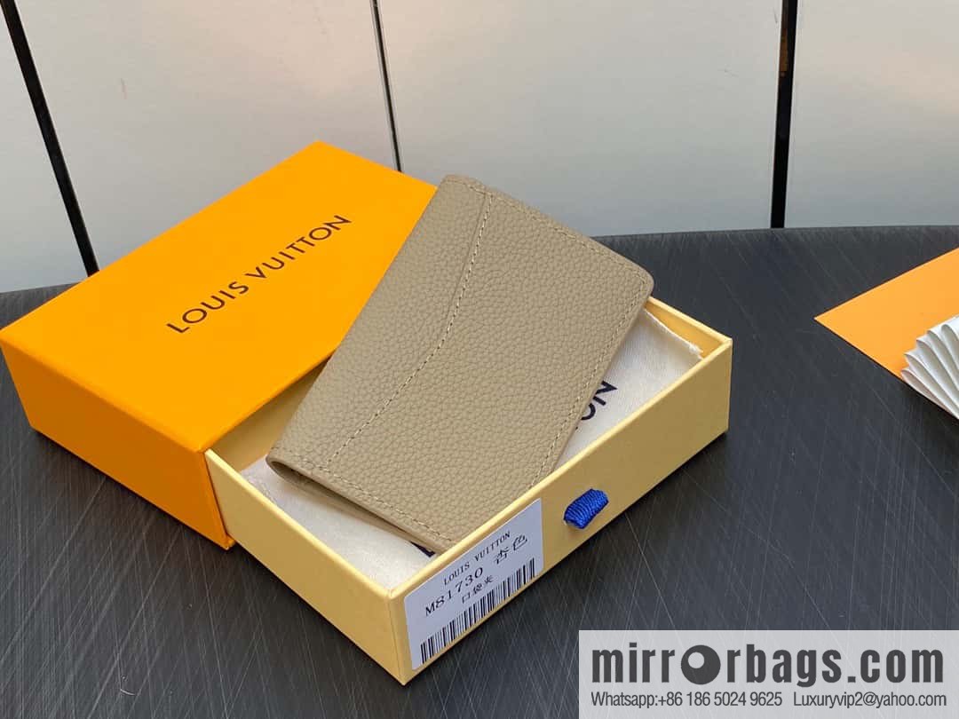 [Original order boutique] M81730 apricot, full leather card holder wallet series, pocket Aer wallet M81730 69979 New LV Aerogram pocket wallet