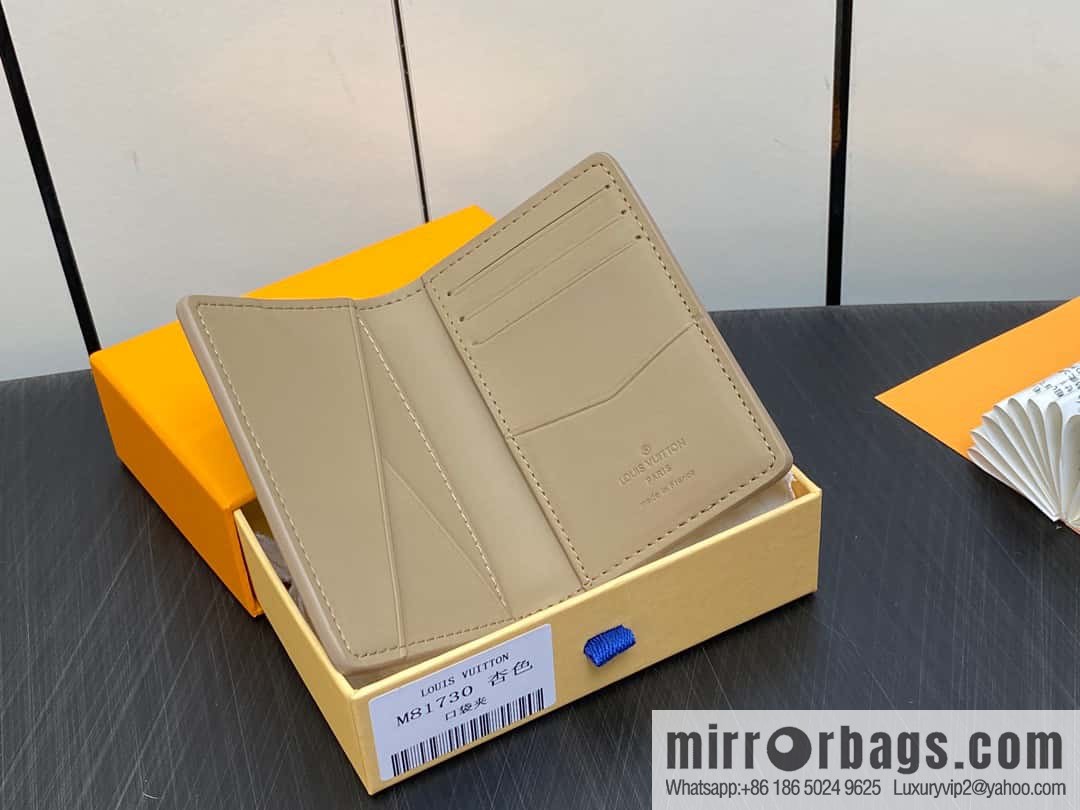 [Original order boutique] M81730 apricot, full leather card holder wallet series, pocket Aer wallet M81730 69979 New LV Aerogram pocket wallet