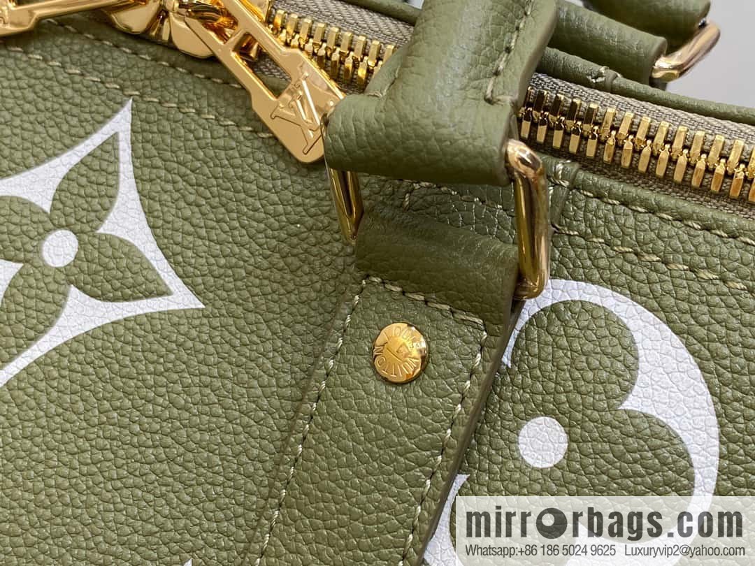 [Original order boutique] M46671 grass green, full leather embossed silk screen printing travel bag series Keepall Bandoulière 45 travel bag M46670 M46671