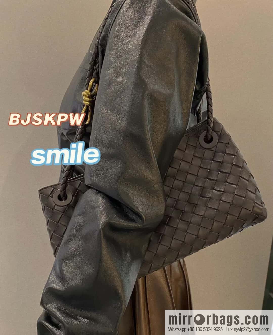 Bottega Veneta's new horizontal Andiamond handbag, model number: 754990 chocolate