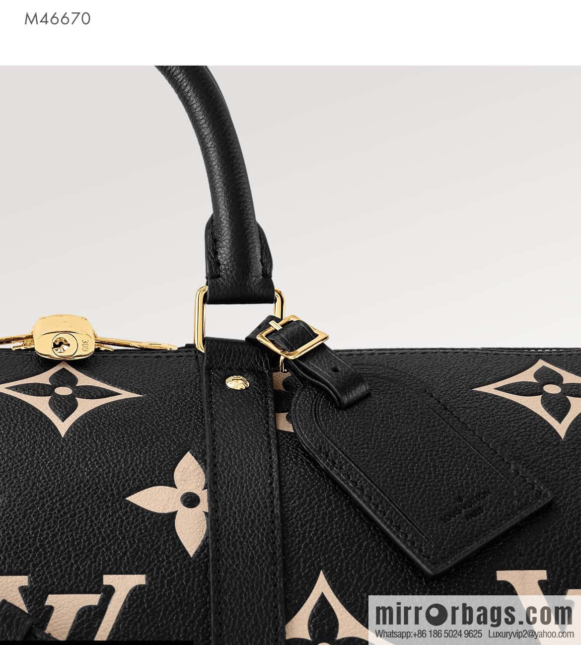 [Original single boutique] M46670 black full leather embossed silk screen printing travel bag series Keepall Bandoulière 45 travel bag M46670 M46671
