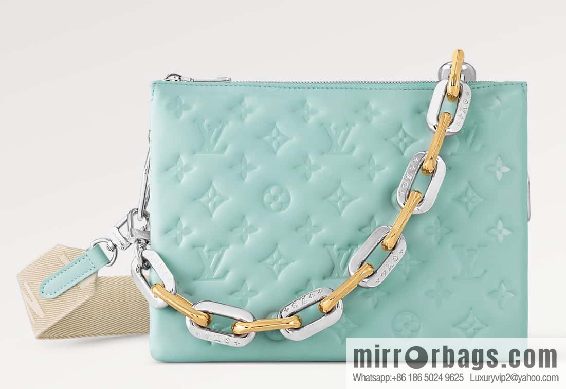 [Original order boutique] M22394 blue-green, full leather chain bag series, this Coussin small handbag.