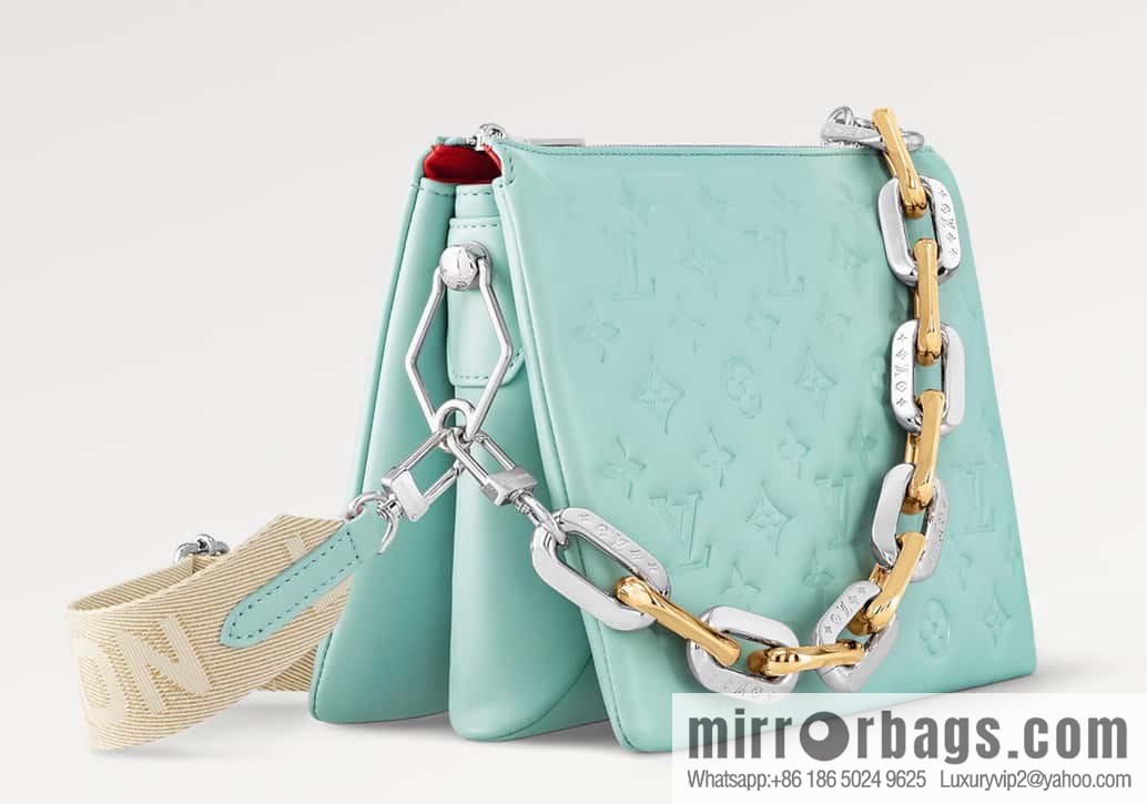 [Original order boutique] M22394 blue-green, full leather chain bag series, this Coussin small handbag.