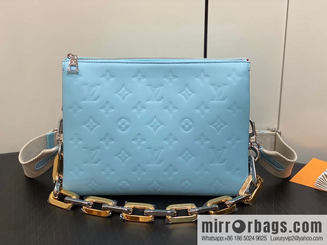 [Original order boutique] M22394 blue-green, full leather chain bag series, this Coussin small handbag.