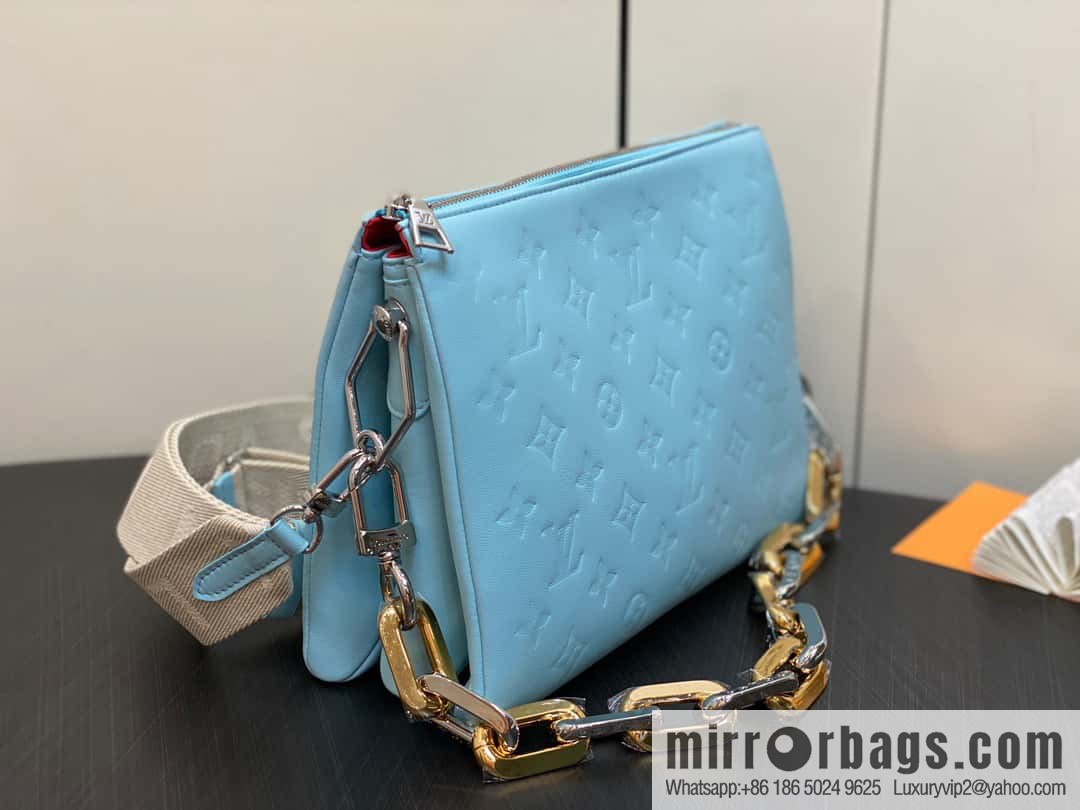 [Original order boutique] M22394 blue-green, full leather chain bag series, this Coussin small handbag.