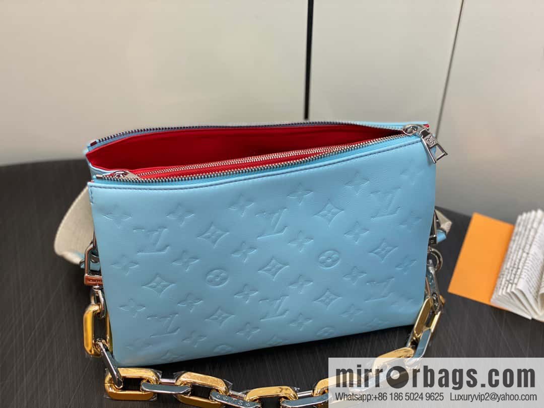 [Original order boutique] M22394 blue-green, full leather chain bag series, this Coussin small handbag.