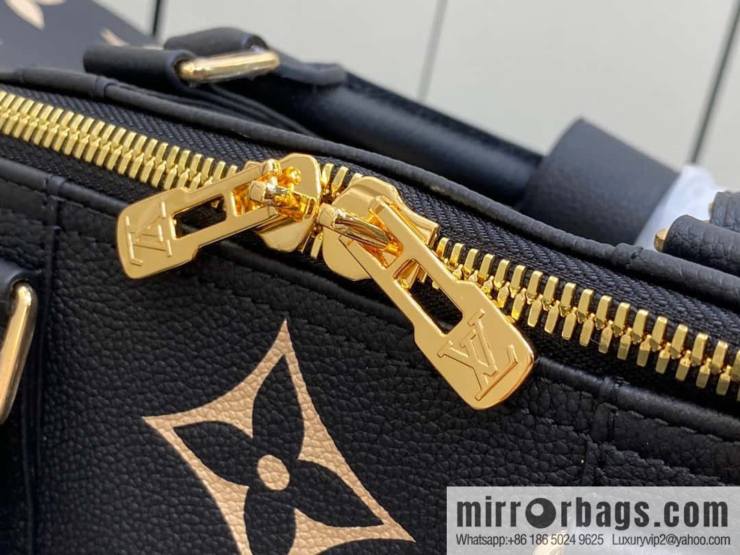 [Original single boutique] M46670 black full leather embossed silk screen printing travel bag series Keepall Bandoulière 45 travel bag M46670 M46671