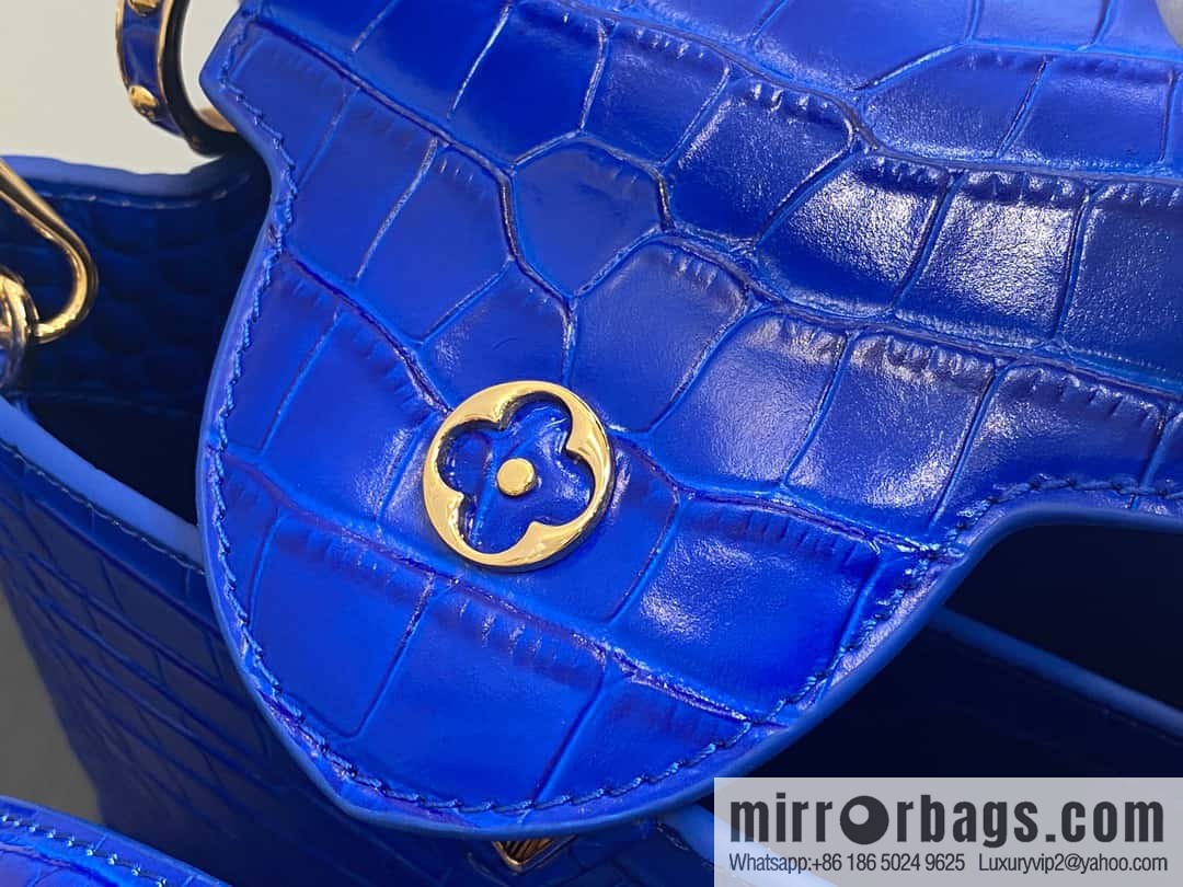 [Original order boutique] M48865 blue, crocodile pattern full leather cap that English series Capucines mini handbag