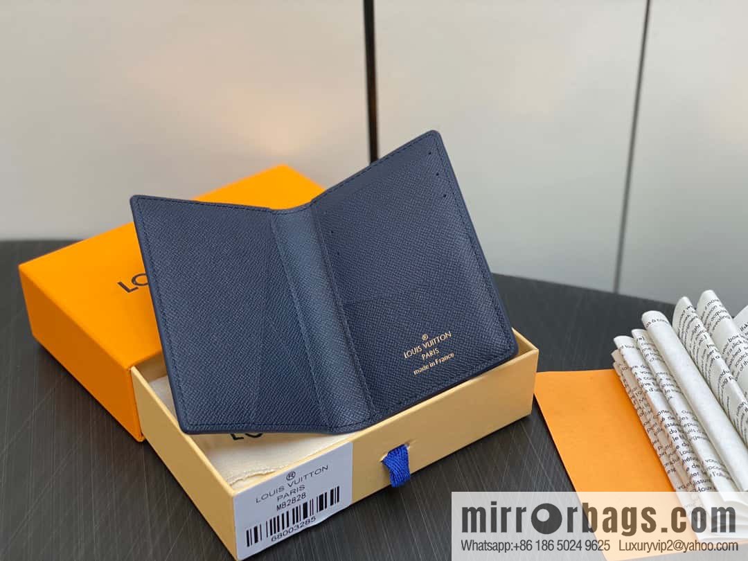 [Original single boutique] M82828 blue, flame card holder wallet series, pocket wallet patchwork
