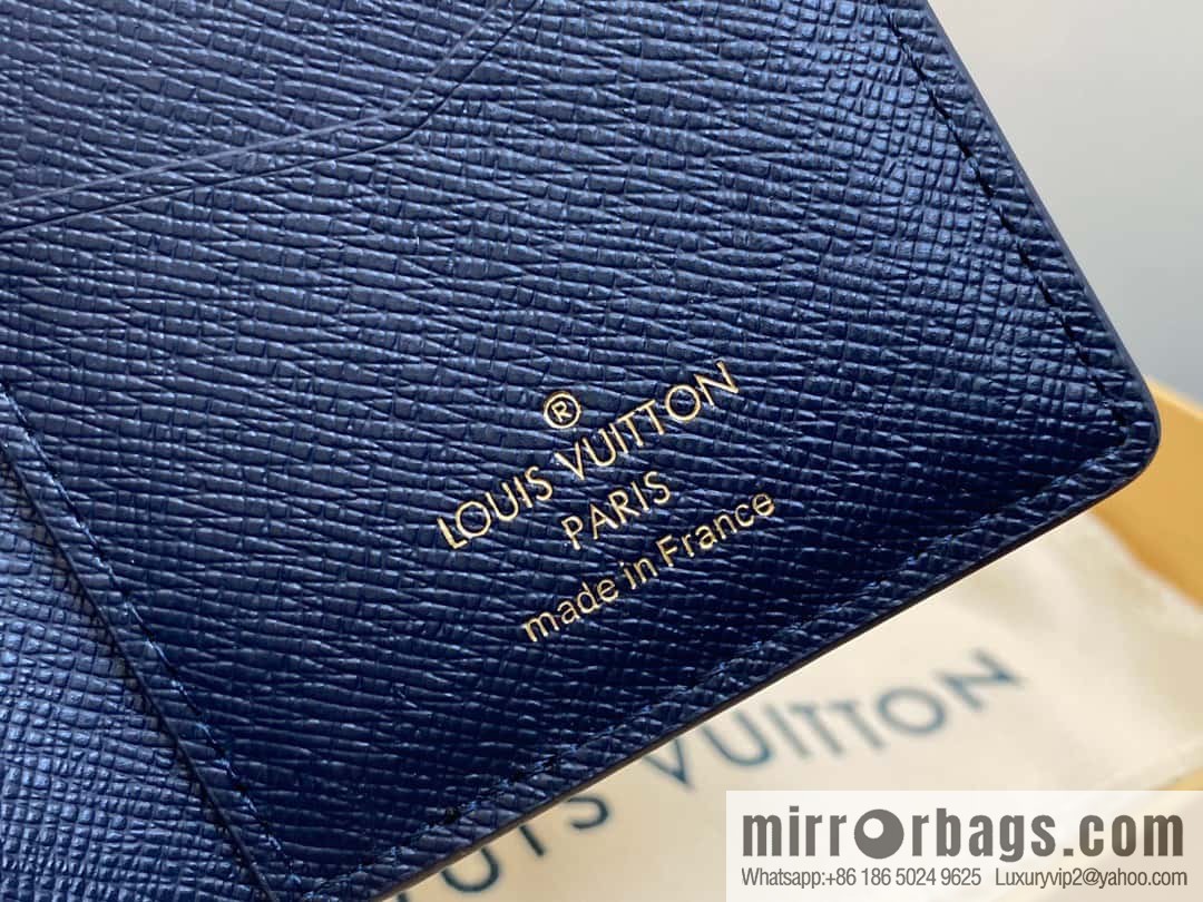 [Original single boutique] M82828 blue, flame card holder wallet series, pocket wallet patchwork