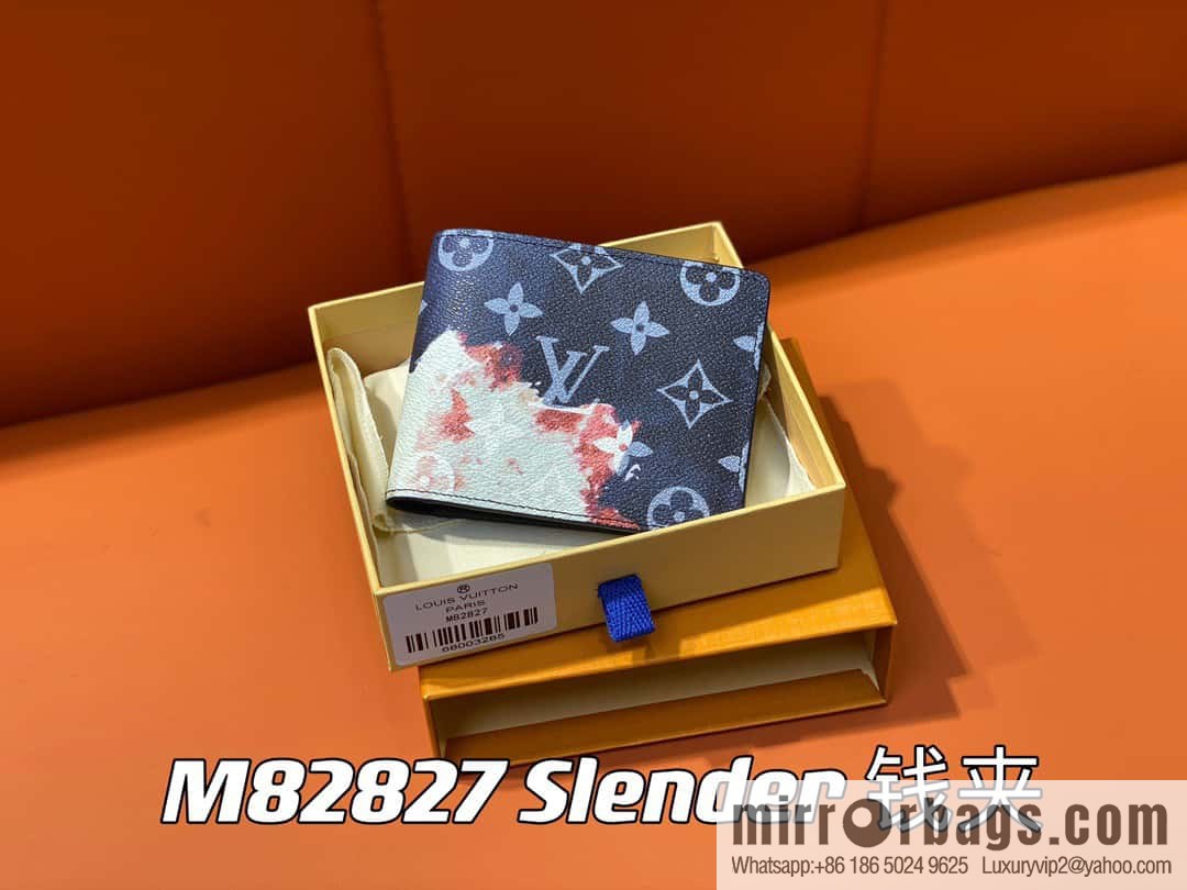 [Original single boutique] M82827 blue, flame suit wallet series Slender wallet