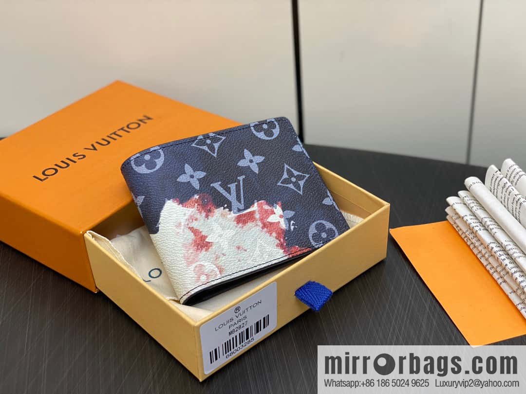 [Original single boutique] M82827 blue, flame suit wallet series Slender wallet