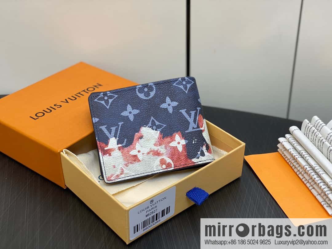 [Original single boutique] M82827 blue, flame suit wallet series Slender wallet