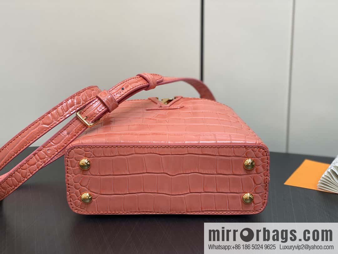 [Original order boutique] M48865 orange, crocodile pattern full leather cap that English series Capucines mini handbag