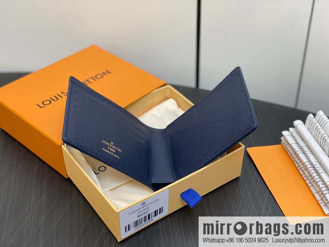 [Original single boutique] M82827 blue, flame suit wallet series Slender wallet