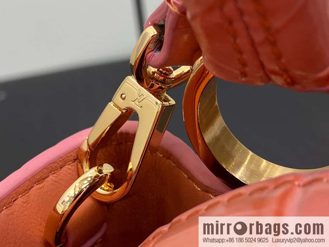 [Original order boutique] M48865 orange, crocodile pattern full leather cap that English series Capucines mini handbag