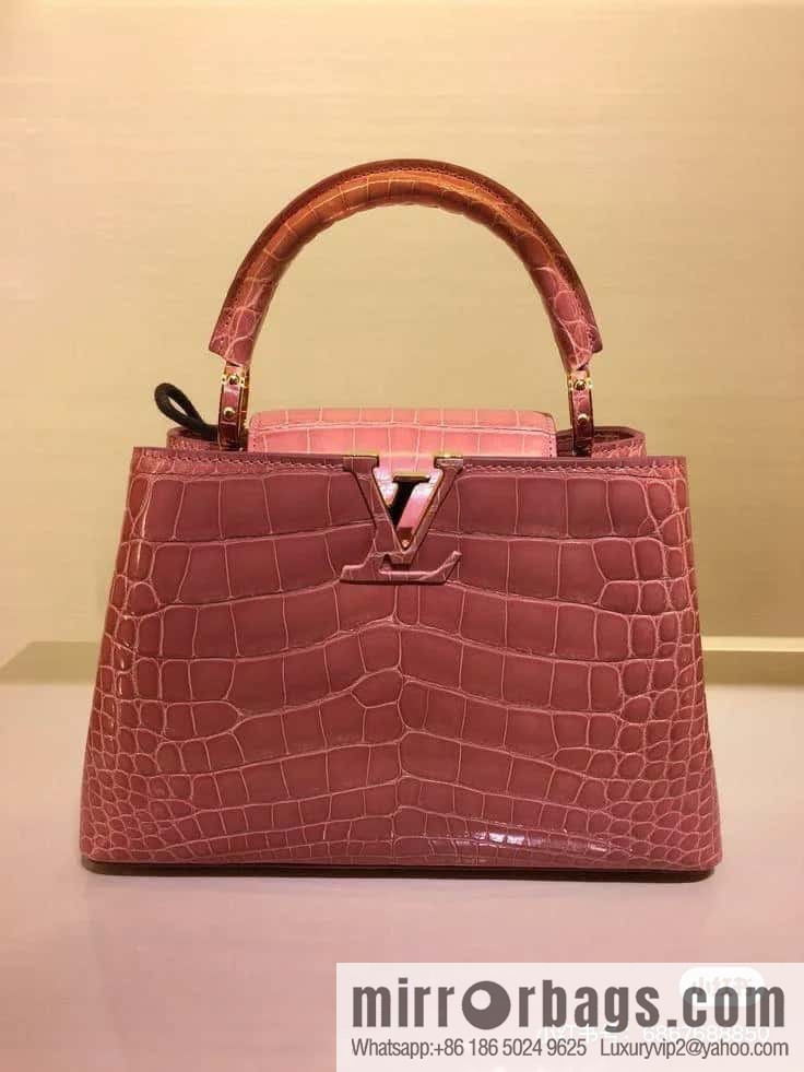 [Original order boutique] M48865 orange, crocodile pattern full leather cap that English series Capucines mini handbag