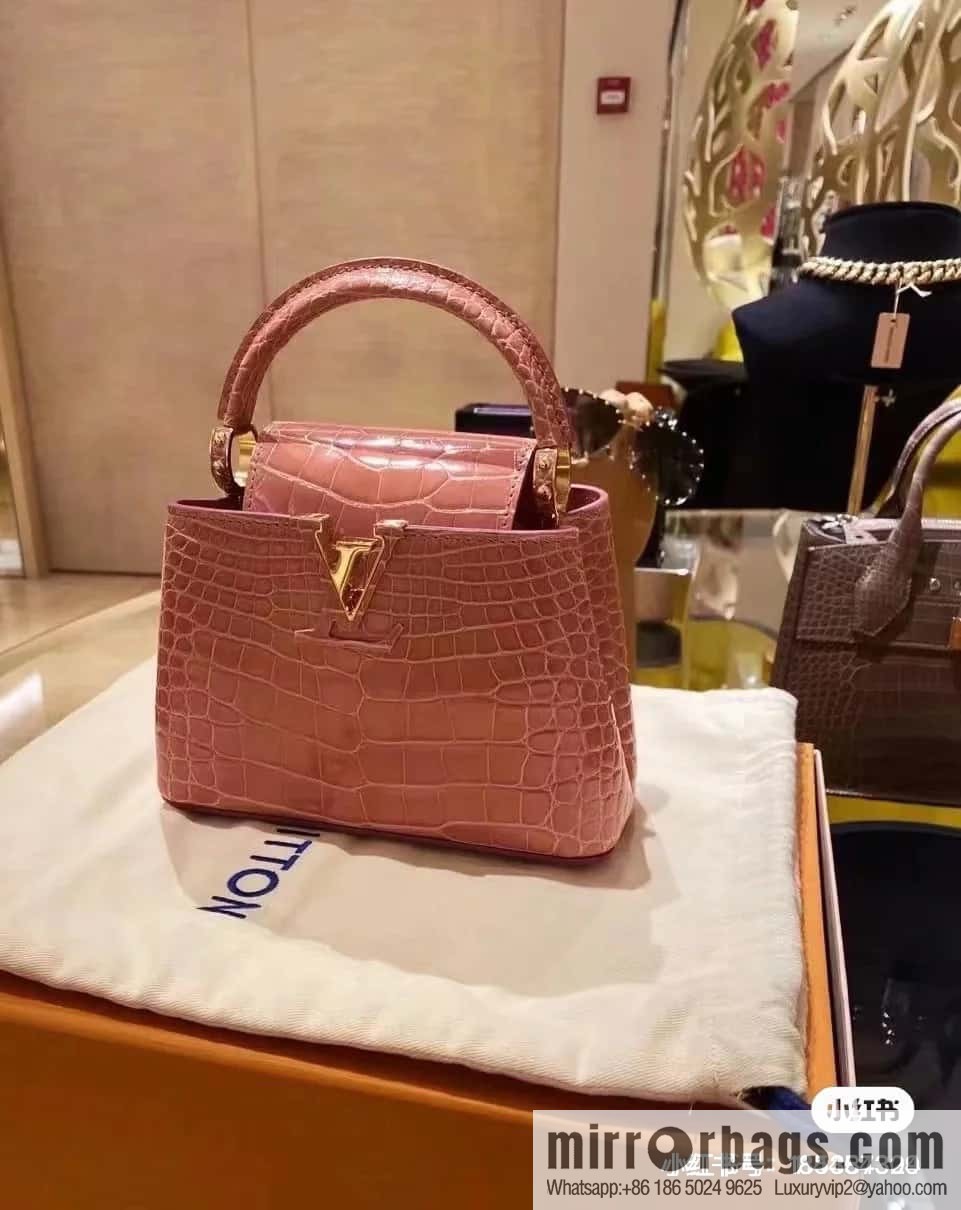 [Original order boutique] M48865 orange, crocodile pattern full leather cap that English series Capucines mini handbag