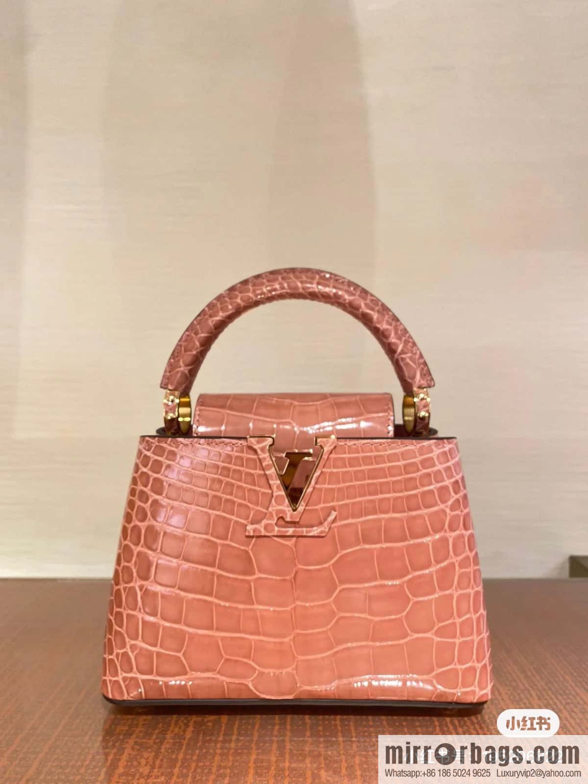 [Original order boutique] M48865 orange, crocodile pattern full leather cap that English series Capucines mini handbag