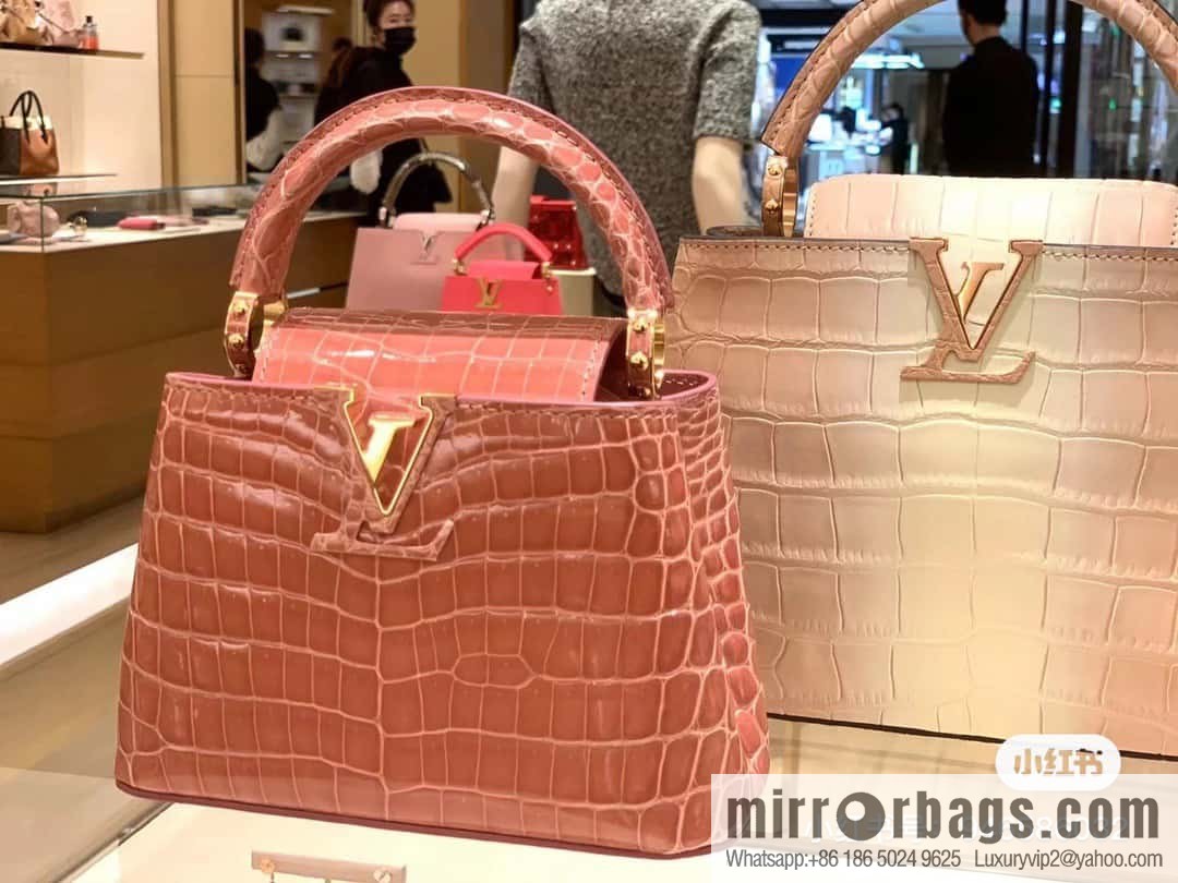 [Original order boutique] M48865 orange, crocodile pattern full leather cap that English series Capucines mini handbag