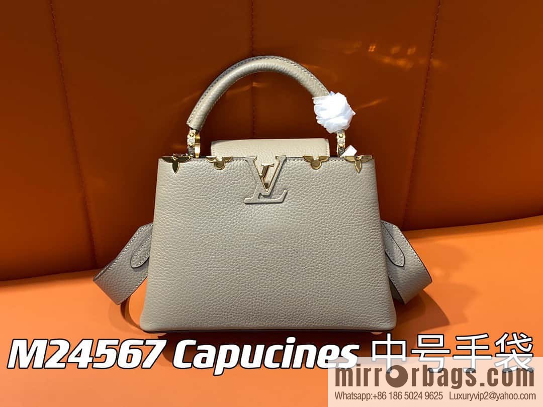 [Original order boutique] M24567 khaki flower crown, full leather cap, that English series Capucines medium handbag