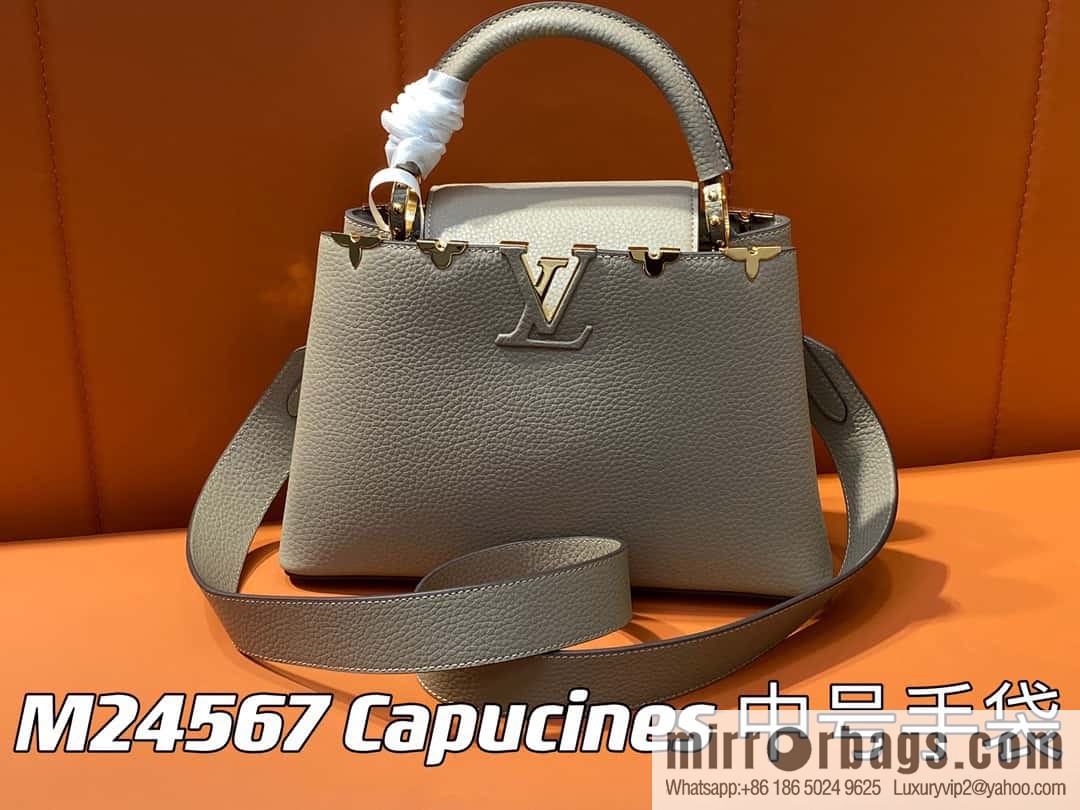 [Original order boutique] M24567 khaki flower crown, full leather cap, that English series Capucines medium handbag