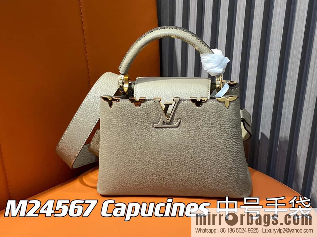 [Original order boutique] M24567 khaki flower crown, full leather cap, that English series Capucines medium handbag