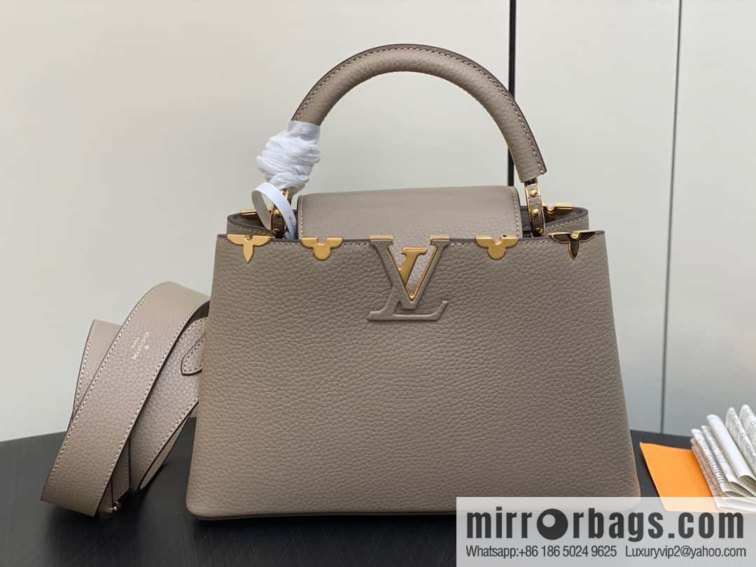 [Original order boutique] M24567 khaki flower crown, full leather cap, that English series Capucines medium handbag