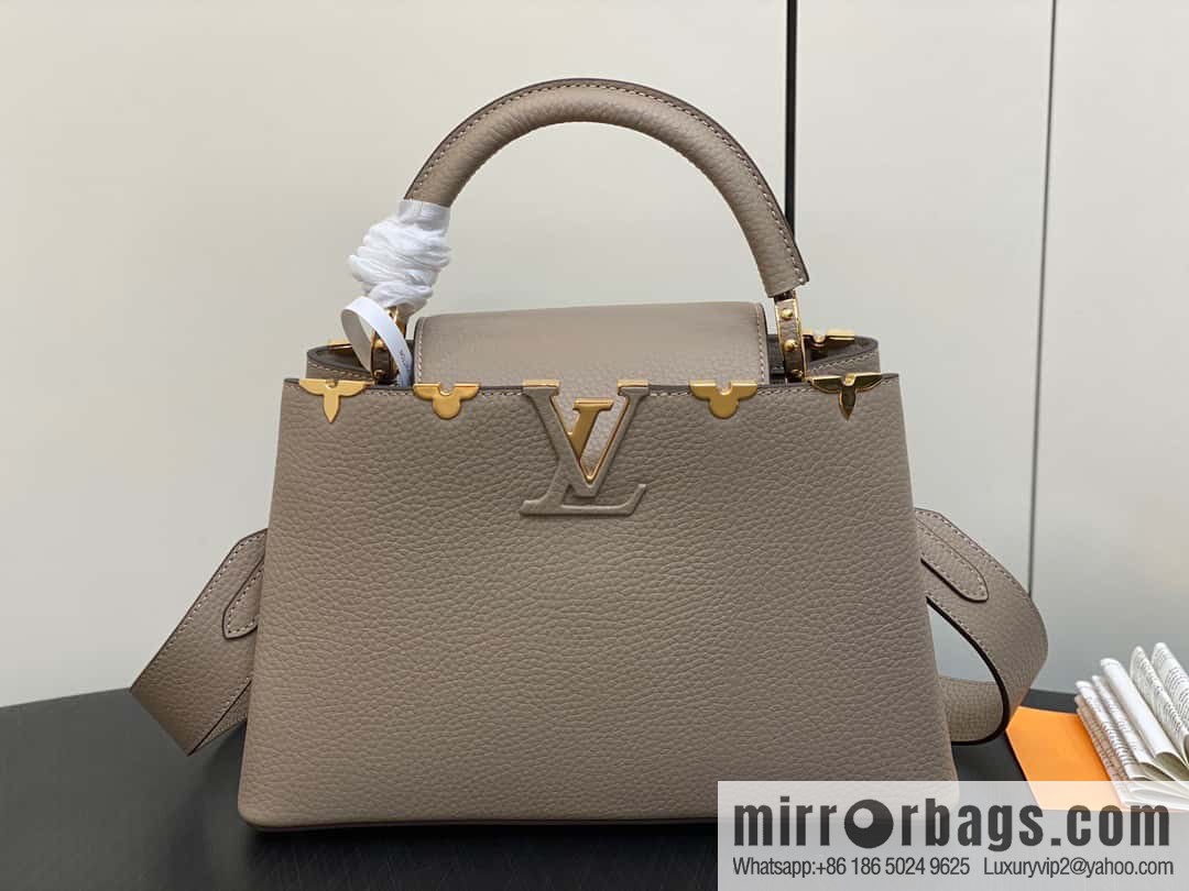 [Original order boutique] M24567 khaki flower crown, full leather cap, that English series Capucines medium handbag