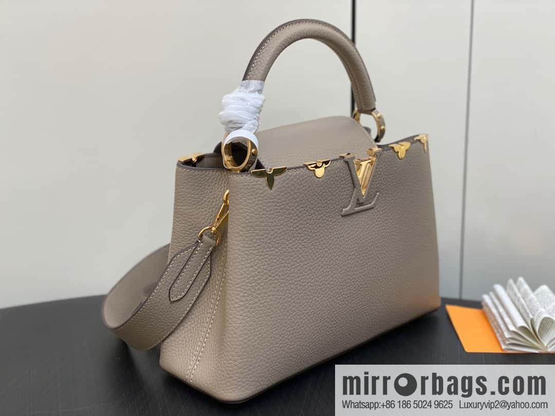 [Original order boutique] M24567 khaki flower crown, full leather cap, that English series Capucines medium handbag