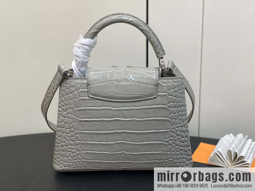 [Original order boutique] M48865 gray, crocodile pattern full leather cap that English series Capucines BB handbag