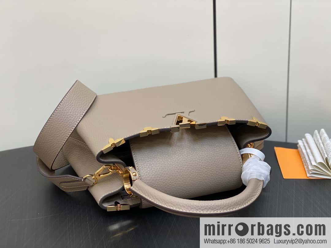 [Original order boutique] M24567 khaki flower crown, full leather cap, that English series Capucines medium handbag