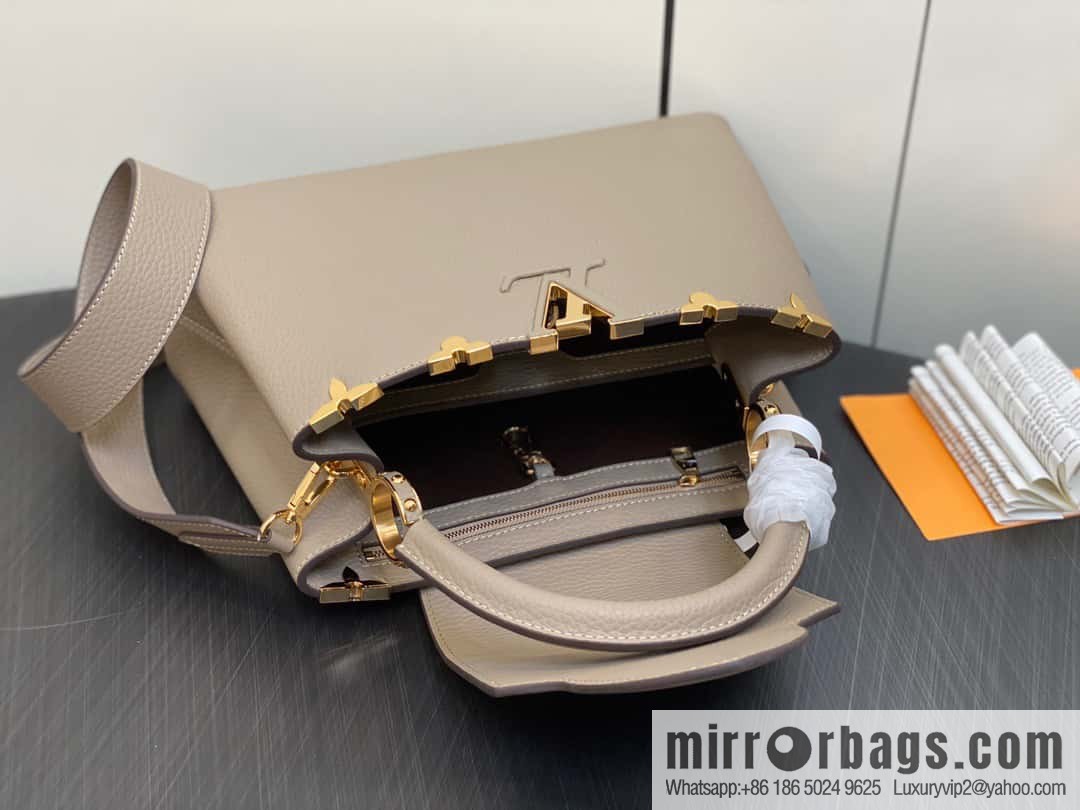 [Original order boutique] M24567 khaki flower crown, full leather cap, that English series Capucines medium handbag