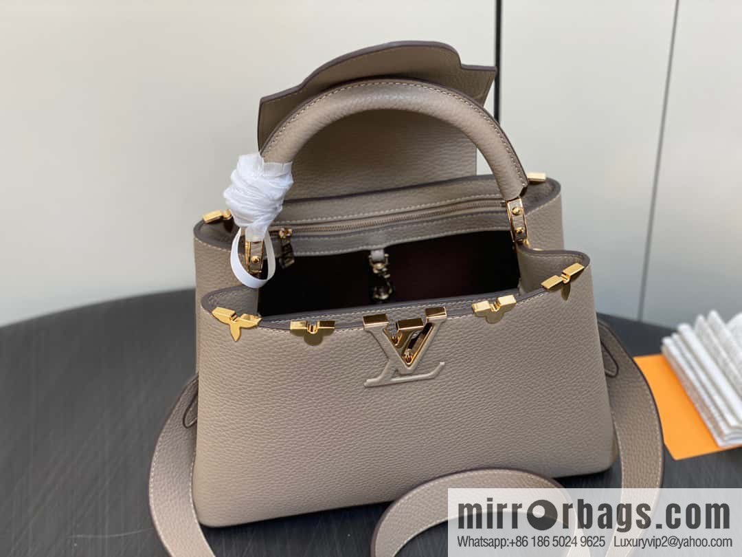 [Original order boutique] M24567 khaki flower crown, full leather cap, that English series Capucines medium handbag
