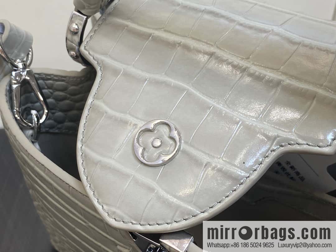 [Original order boutique] M48865 gray, crocodile pattern full leather cap that English series Capucines BB handbag