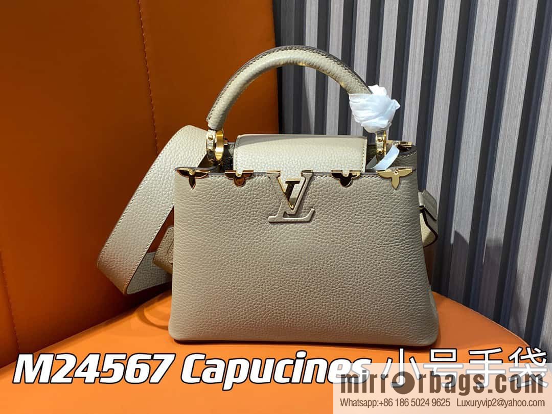 [Original order boutique] M24567 khaki flower crown, full leather cap that English series Capucines small handbag