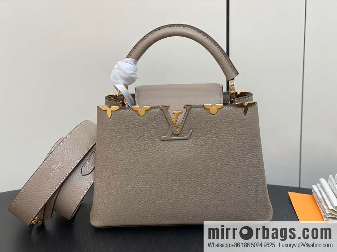 [Original order boutique] M24567 khaki flower crown, full leather cap that English series Capucines small handbag