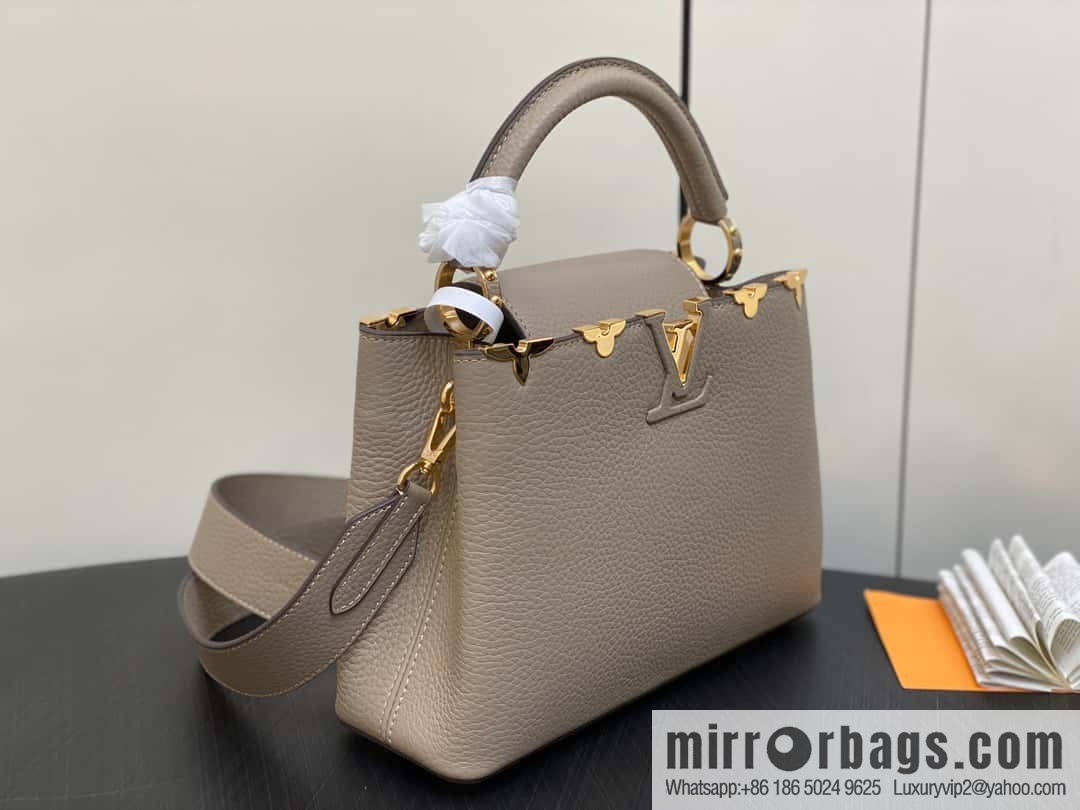 [Original order boutique] M24567 khaki flower crown, full leather cap that English series Capucines small handbag