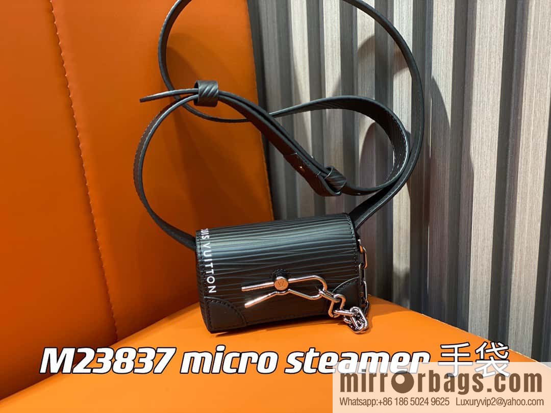 [Original single boutique] M23837 black full leather epi mini men's bag, tip bag micro steamer handbag