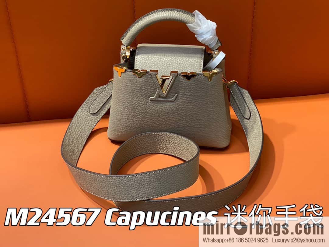 [Original order boutique] M24567 khaki flower crown, full leather cap, that English series Capucines mini handbag Capucines Flower Crown handbag