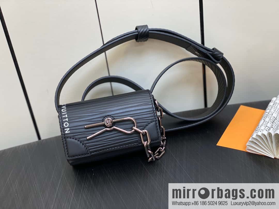 [Original single boutique] M23837 black full leather epi mini men's bag, tip bag micro steamer handbag