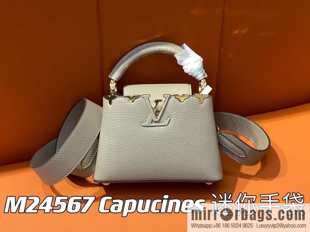 [Original order boutique] M24567 khaki flower crown, full leather cap, that English series Capucines mini handbag Capucines Flower Crown handbag