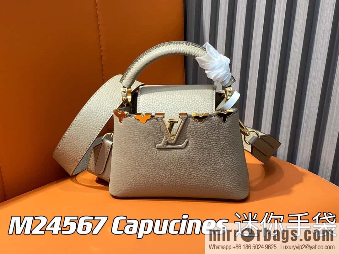 [Original order boutique] M24567 khaki flower crown, full leather cap, that English series Capucines mini handbag Capucines Flower Crown handbag