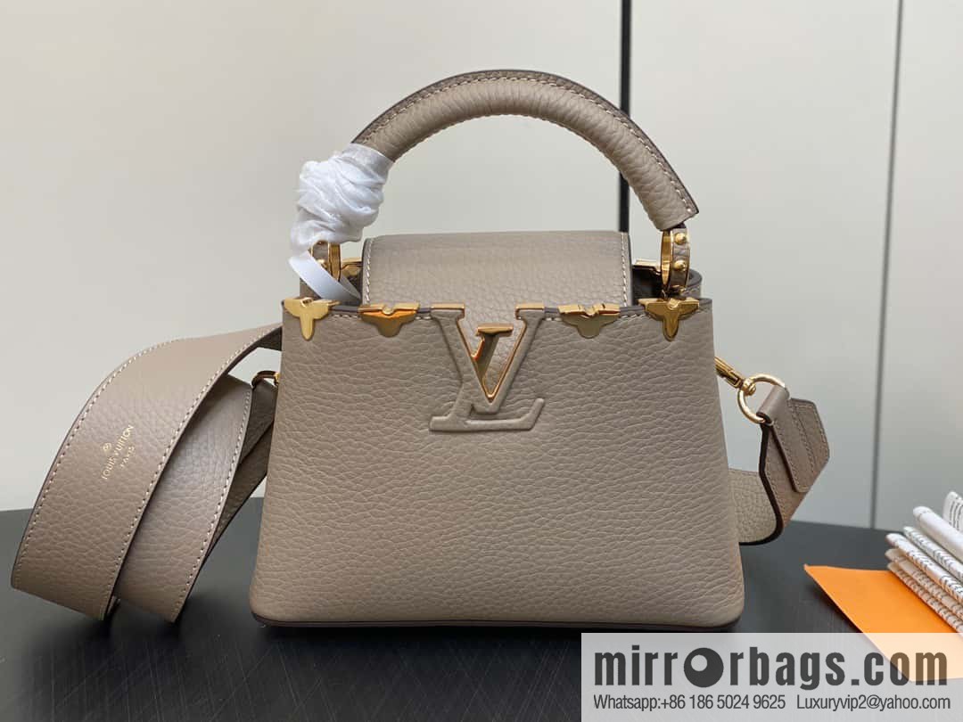[Original order boutique] M24567 khaki flower crown, full leather cap, that English series Capucines mini handbag Capucines Flower Crown handbag