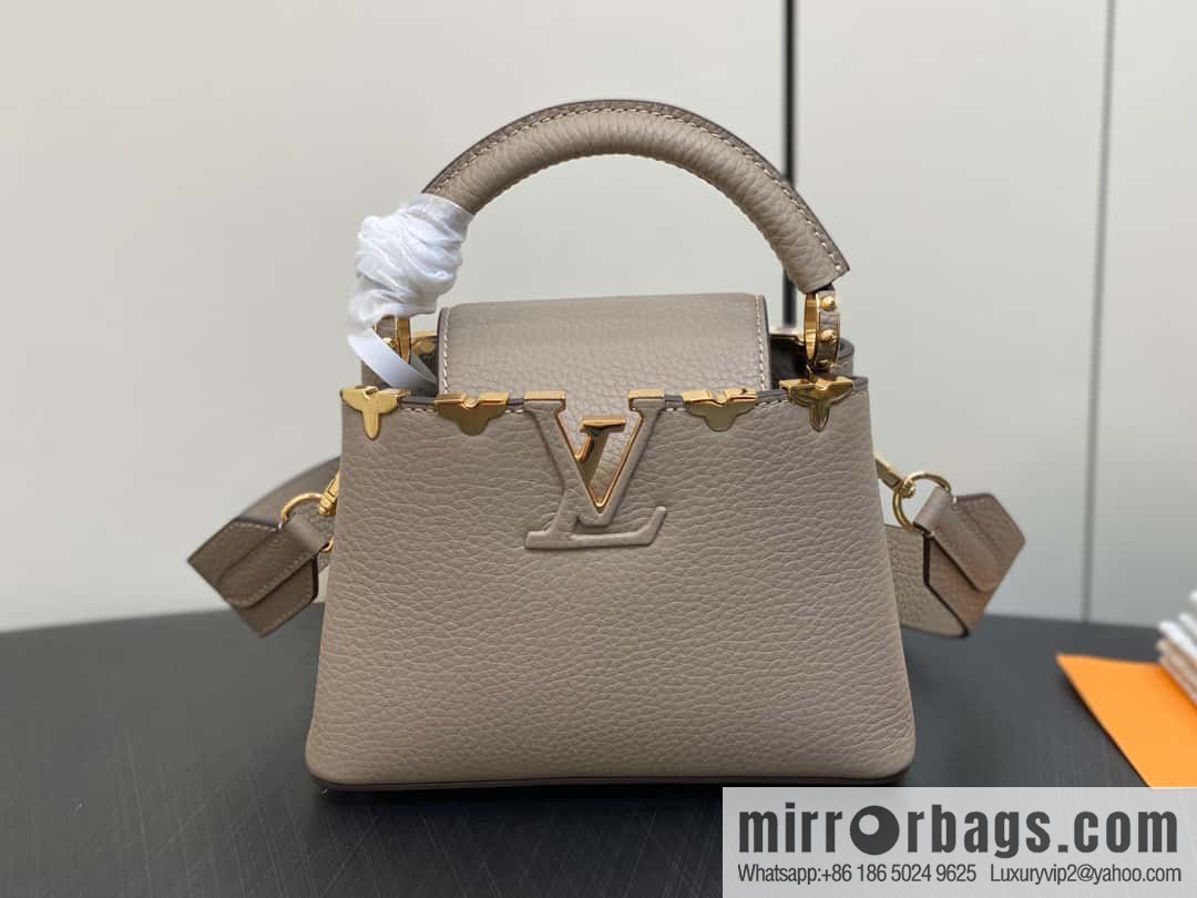 [Original order boutique] M24567 khaki flower crown, full leather cap, that English series Capucines mini handbag Capucines Flower Crown handbag