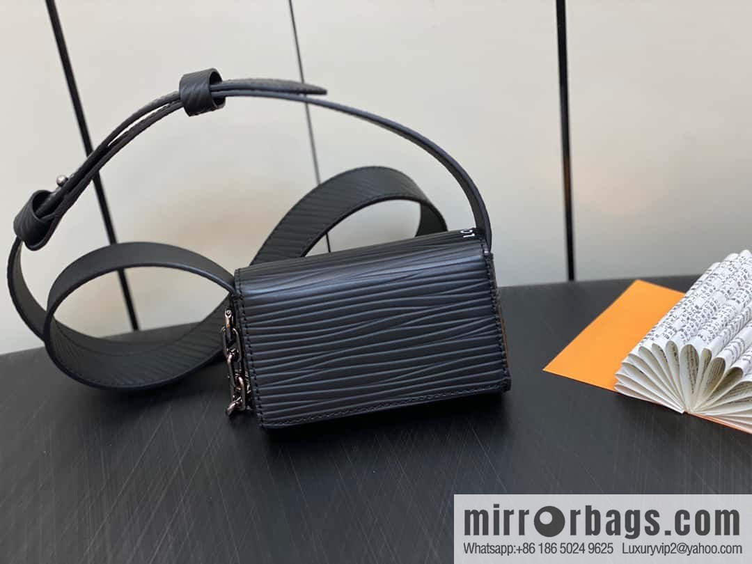 [Original single boutique] M23837 black full leather epi mini men's bag, tip bag micro steamer handbag