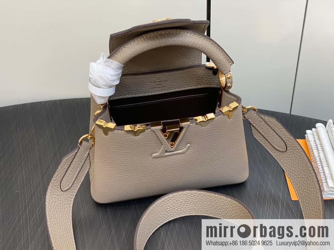 [Original order boutique] M24567 khaki flower crown, full leather cap, that English series Capucines mini handbag Capucines Flower Crown handbag